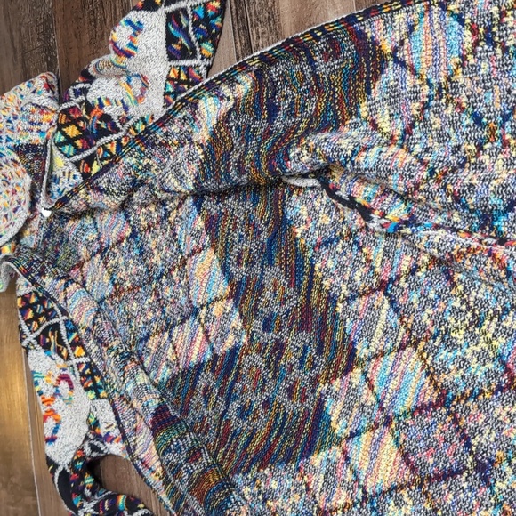 On Blue Aztec Long Hooded Cardigan Sweater Size Small Multicolor Rainbow - Picture 7 of 13